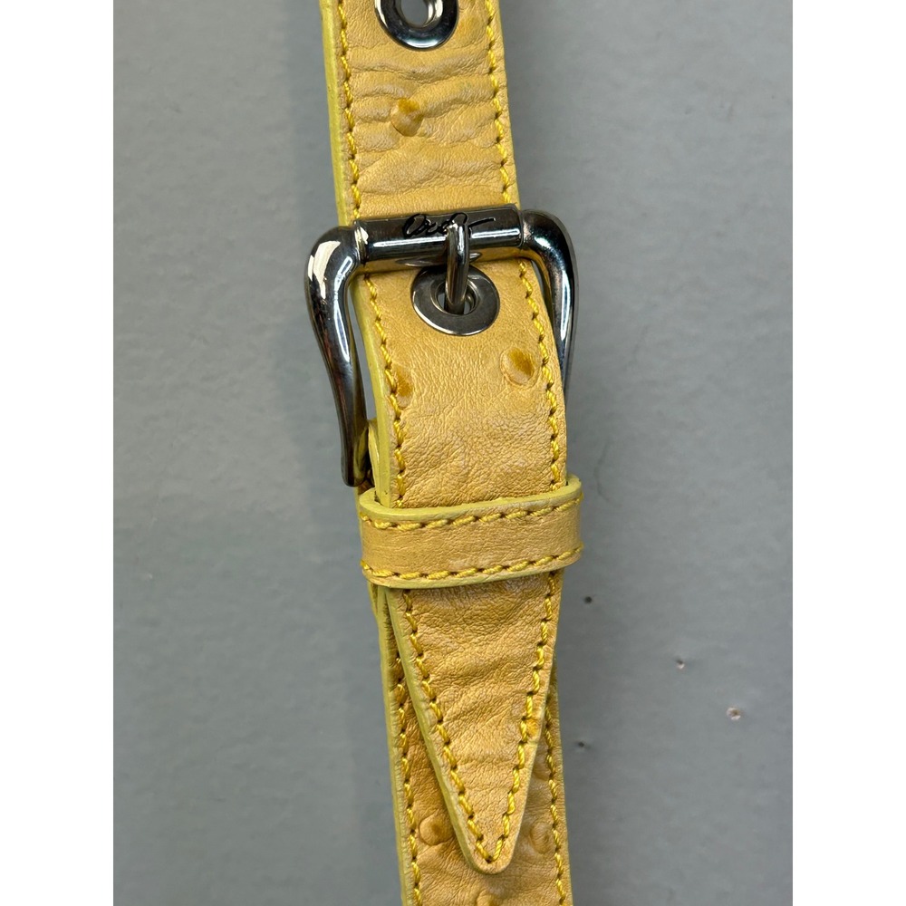 Donald J‎ Pliner Crossbody Bag  Mustard Yellow Ostrich Embossed Leather Italy - Picture 8 of 10
